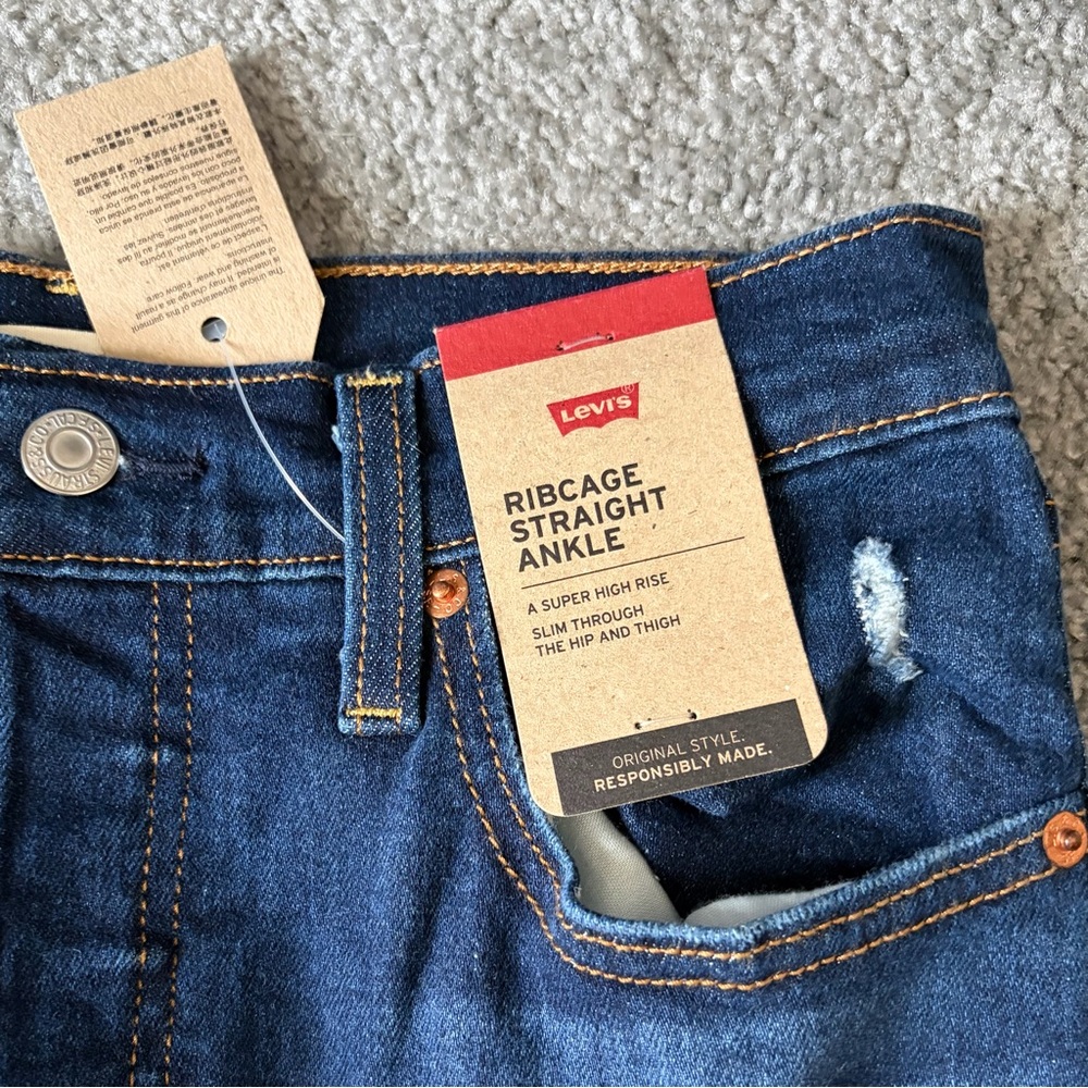 Levi's Dark Blue Denim Jeans with Orange Stitching